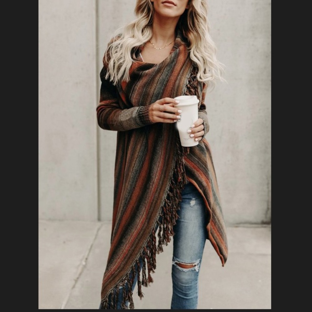 Slouchy boho wrap knit sweater NWOT